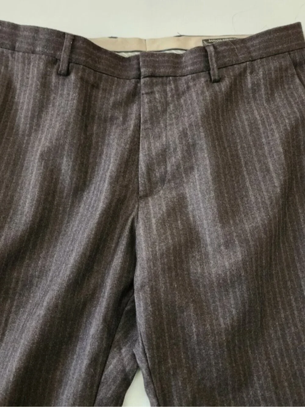 Banana Republic Brown Pinstripe Wool Tailored Slim Fit Pants